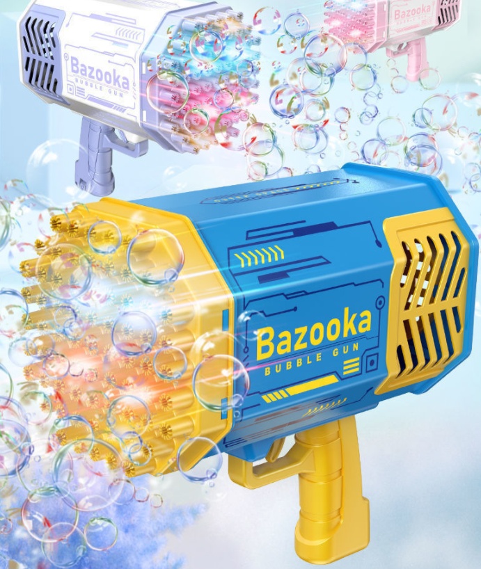 Pistolet à bulles fusée 69 trous bulles de savon mitrailleuse forme souffleur automatique avec jouets légers pour enfants